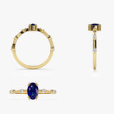 14k Gold Dainty Diamond Genuine Sapphire Ring - GeumJewels