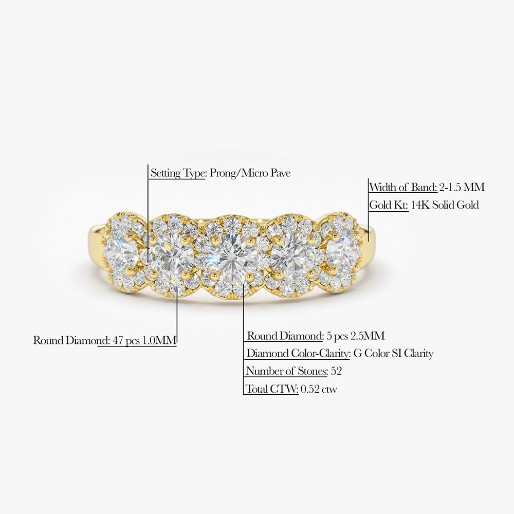 14K Gold Diamond Wedding Band - GeumJewels