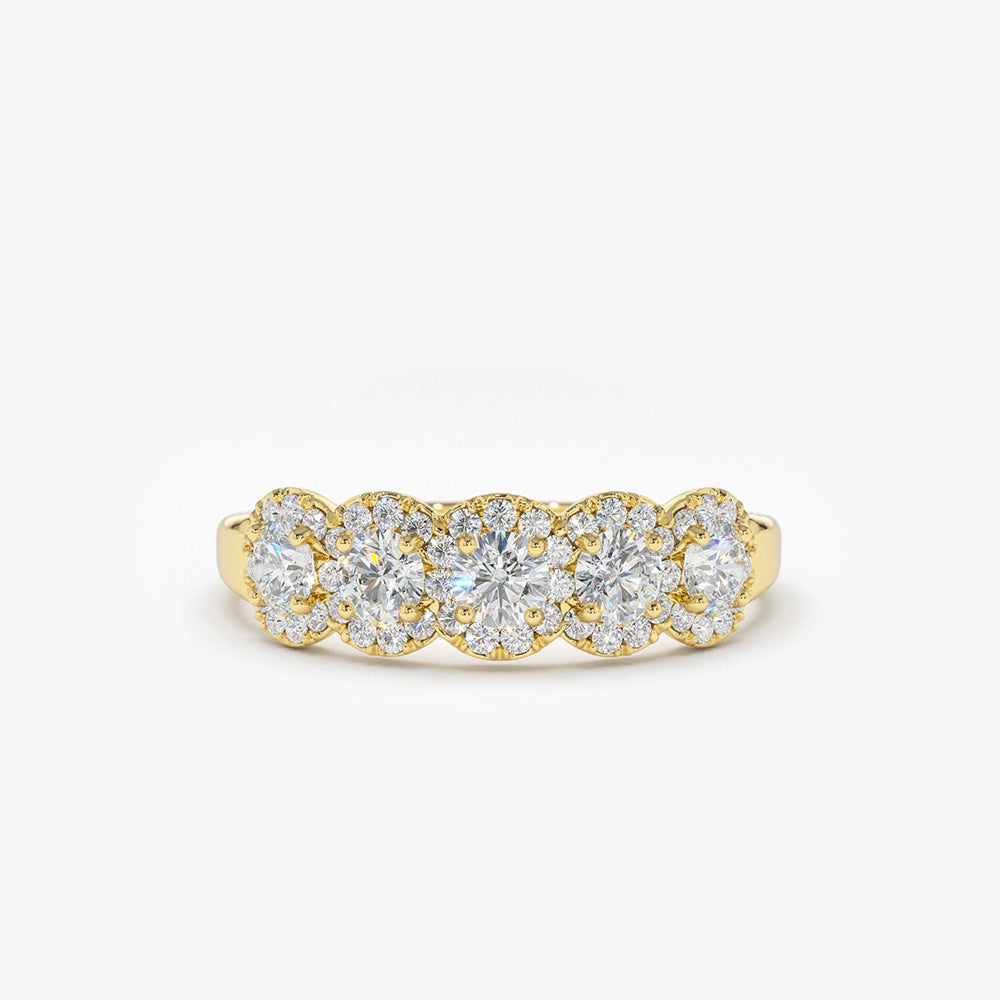 14K Gold Diamond Wedding Band - GeumJewels