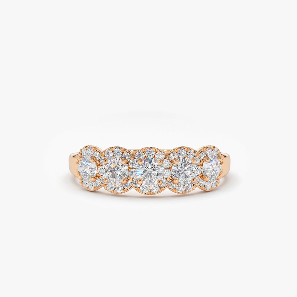 14K Gold Diamond Wedding Band - GeumJewels