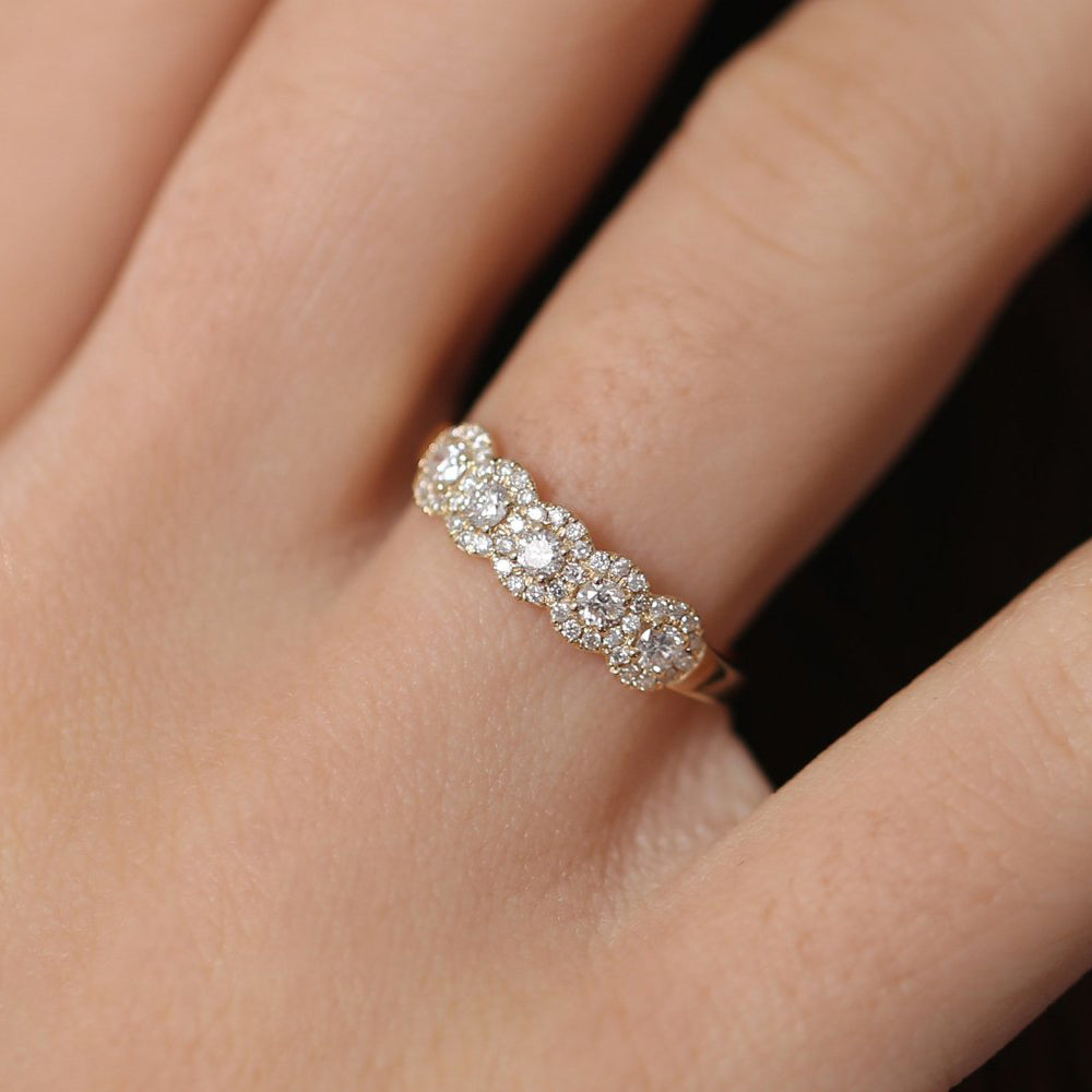 14K Gold Diamond Wedding Band - GeumJewels