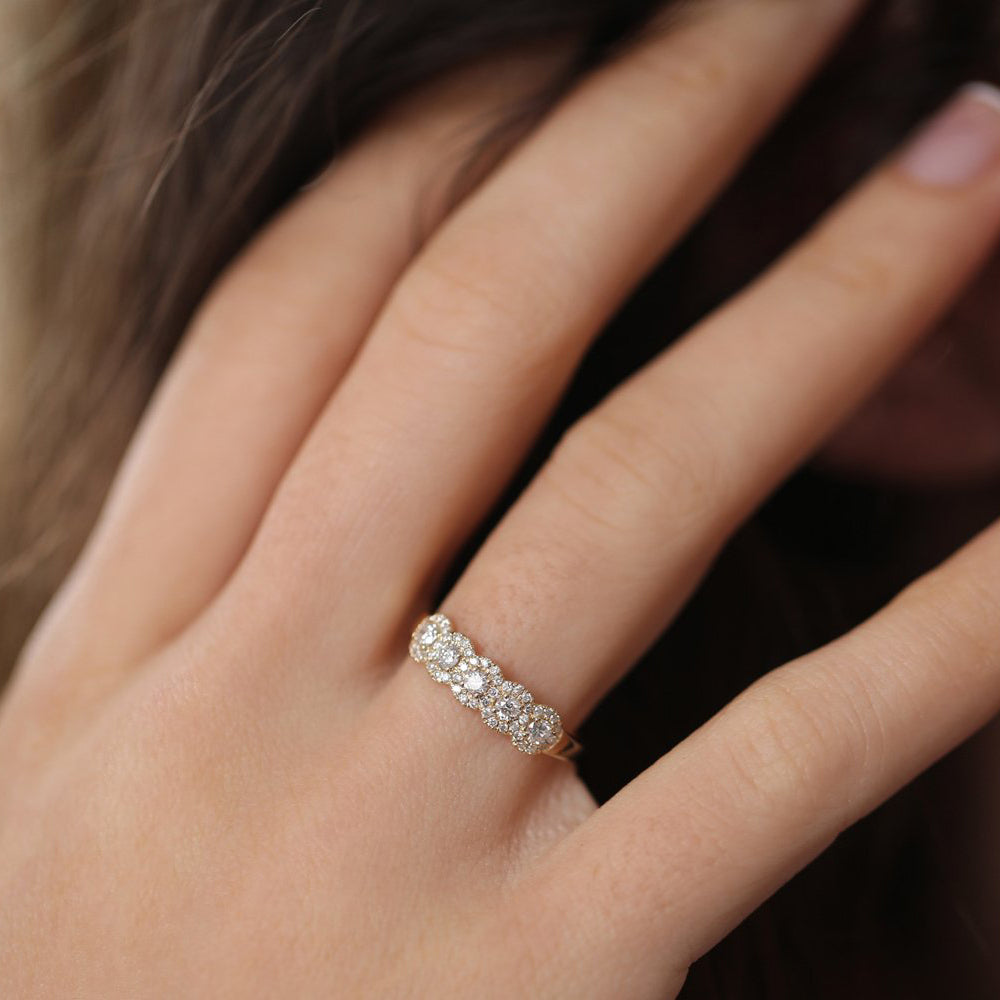 14K Gold Diamond Wedding Band - GeumJewels