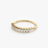 14K Gold Domino Marquise Wedding Band - GeumJewels