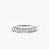 14K Gold Domino Marquise Wedding Band - GeumJewels