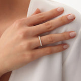 14K Gold Domino Marquise Wedding Band - GeumJewels