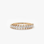 14K Gold Domino Marquise Wedding Band - GeumJewels