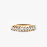 14K Gold Domino Marquise Wedding Band - GeumJewels
