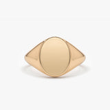 14K Gold Engravable Oval Signet Ring - GeumJewels