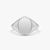 14K Gold Engravable Oval Signet Ring - GeumJewels