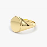 14K Gold Engravable Oval Signet Ring - GeumJewels