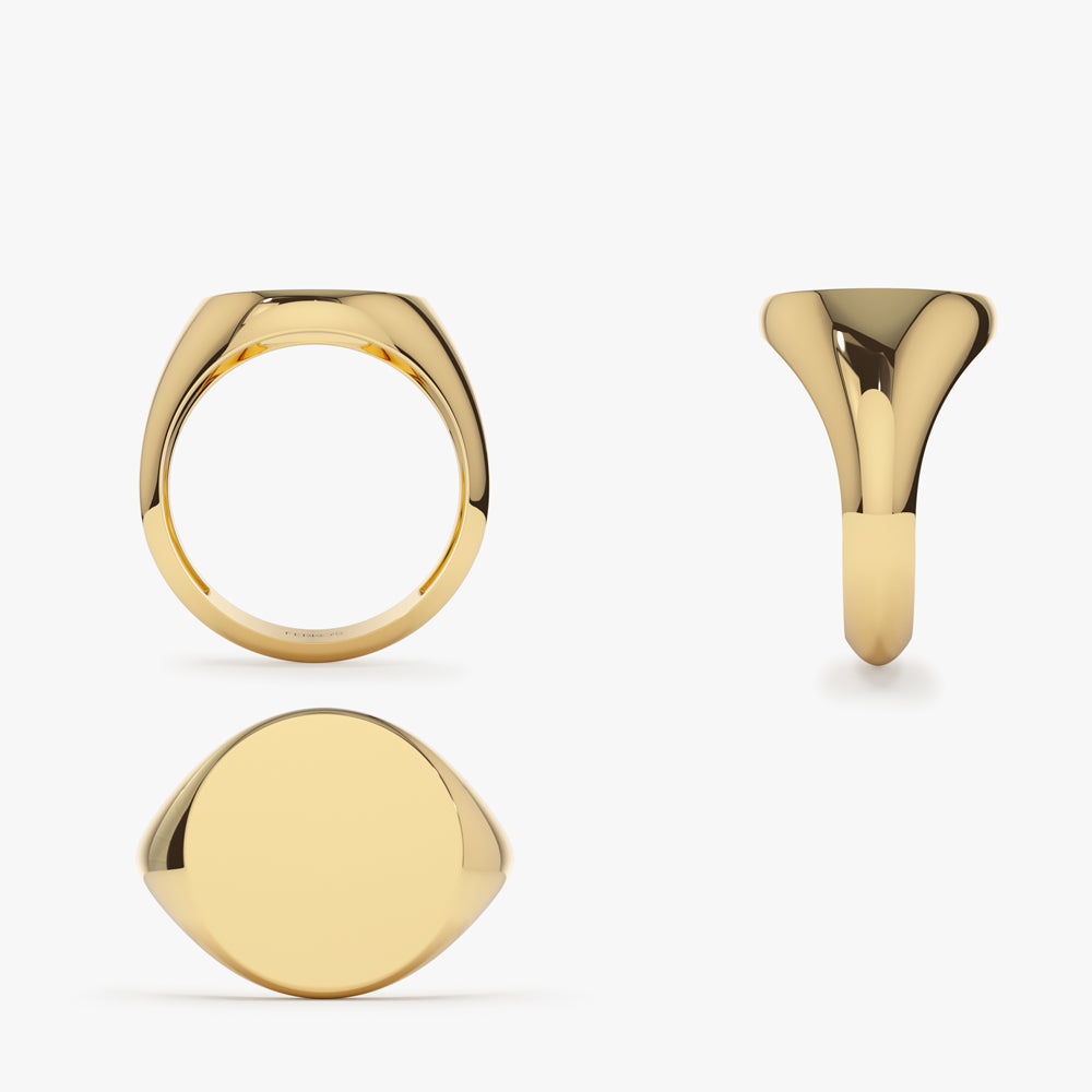 14k Gold Engravable Signet Ring - GeumJewels