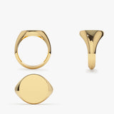 14k Gold Engravable Signet Ring - GeumJewels