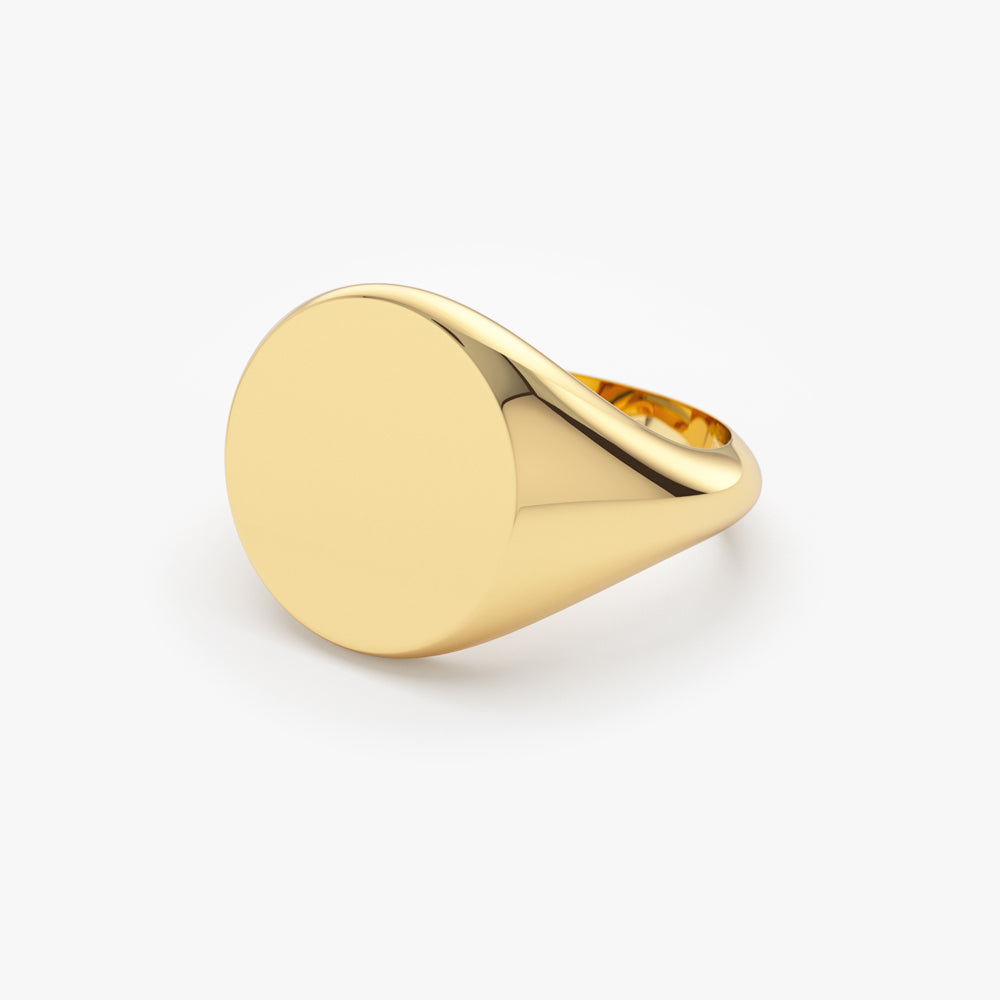 14k Gold Engravable Signet Ring - GeumJewels