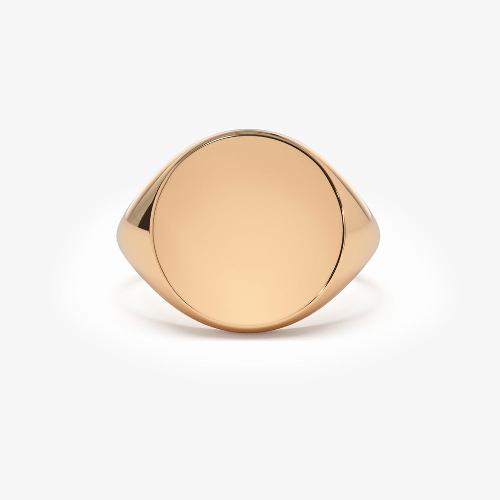 14k Gold Engravable Signet Ring - GeumJewels