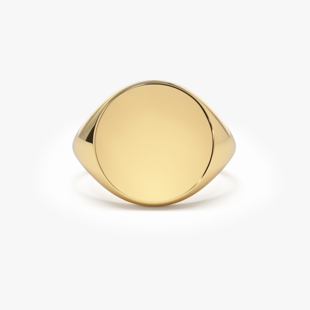 14k Gold Engravable Signet Ring - GeumJewels