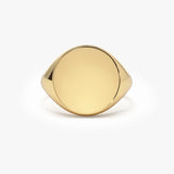 14k Gold Engravable Signet Ring - GeumJewels