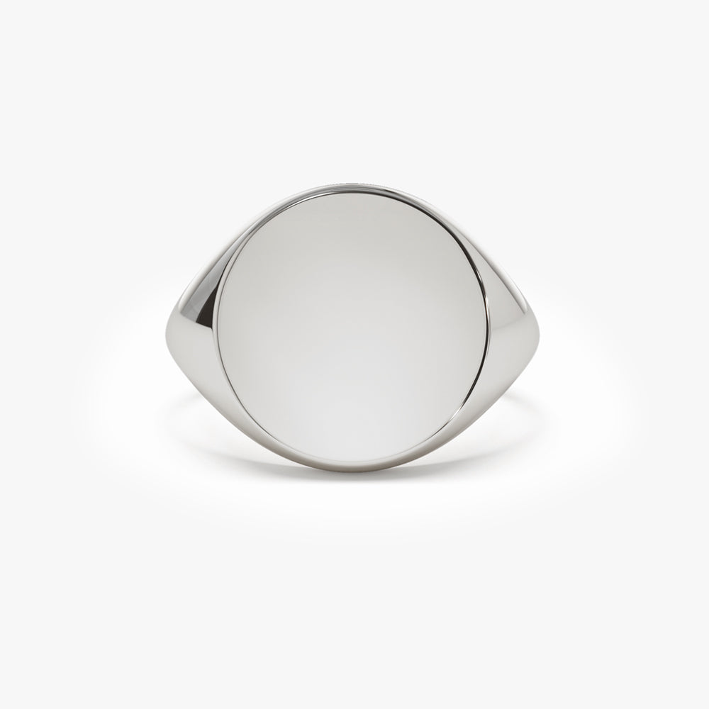 14k Gold Engravable Signet Ring - GeumJewels