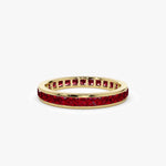 14kt Yellow Gold Full Eternity Princess Cut Ruby Ring - GeumJewels