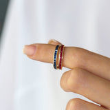 14k Gold Full Eternity Princess Cut Ruby Ring - GeumJewels