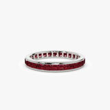 14k Gold Full Eternity Princess Cut Ruby Ring - GeumJewels