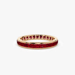14kt Yellow Gold Full Eternity Princess Cut Ruby Ring - GeumJewels