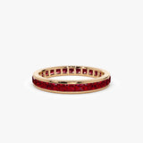14k Gold Full Eternity Princess Cut Ruby Ring - GeumJewels