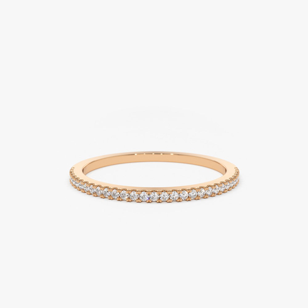 14K Gold Half Eternity Micro Pave Diamond Ring - GeumJewels