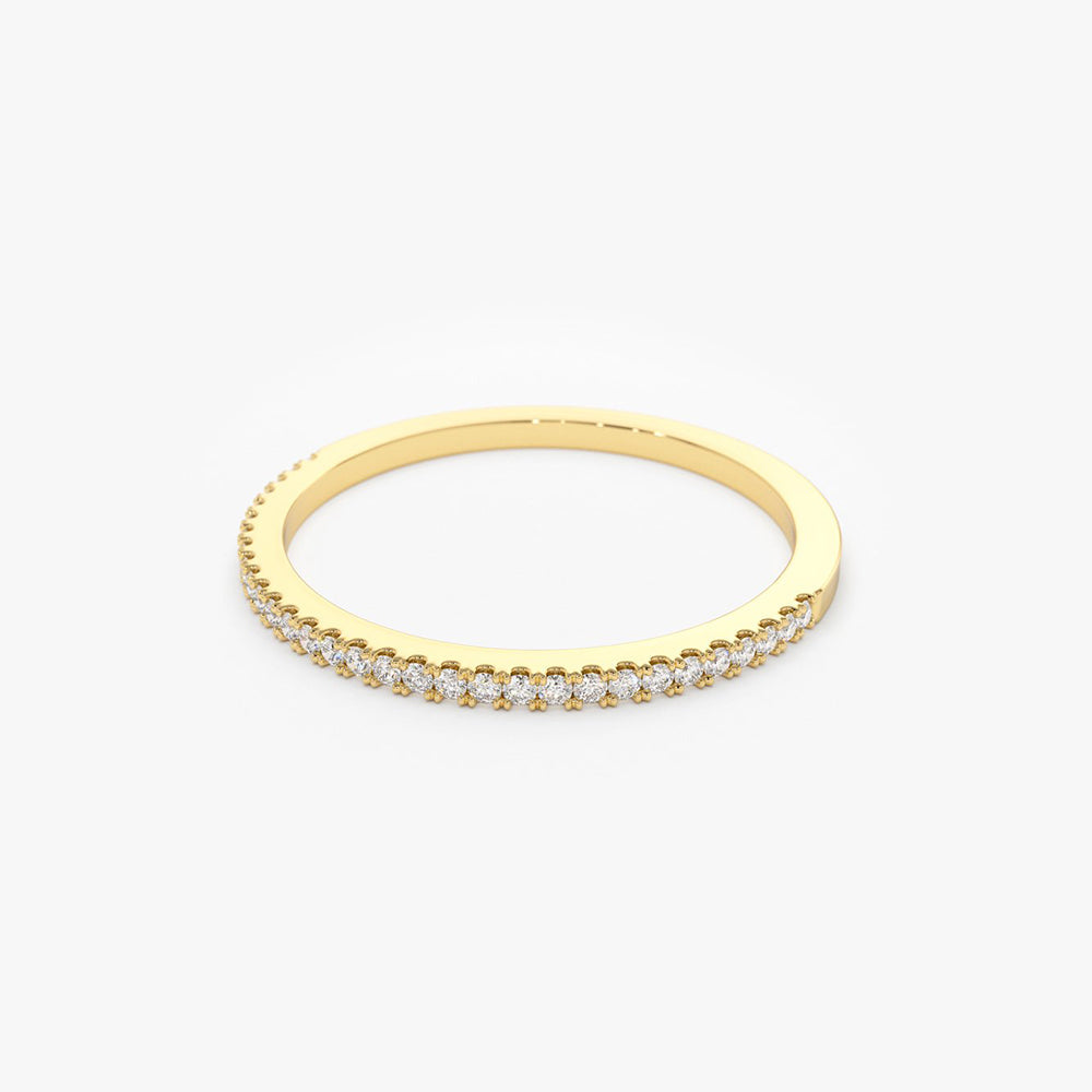 14K Gold Half Eternity Micro Pave Diamond Ring - GeumJewels