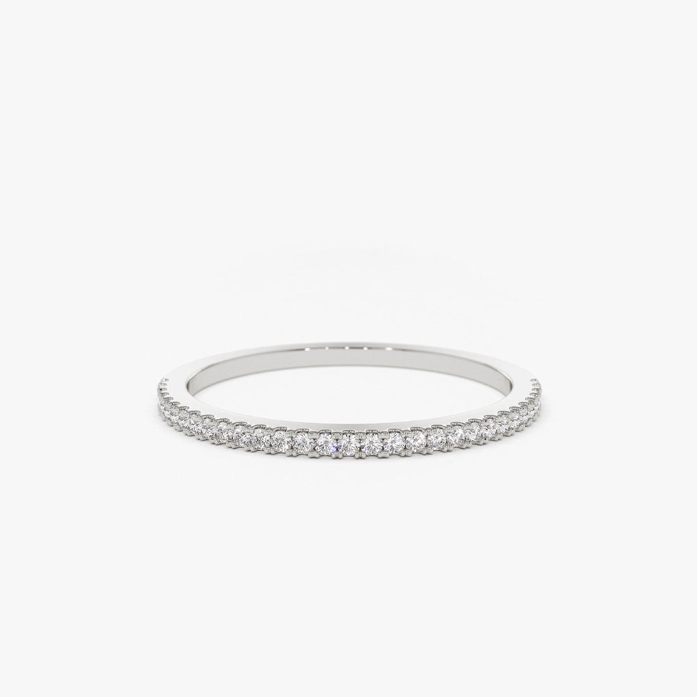 14K Gold Half Eternity Micro Pave Diamond Ring - GeumJewels