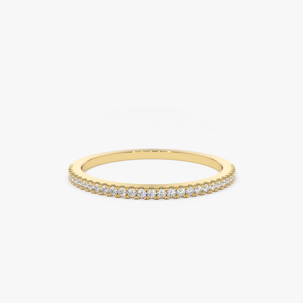 14K Gold Half Eternity Micro Pave Diamond Ring - GeumJewels