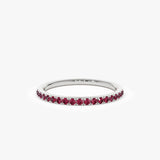 14k Gold Half Eternity Pave Ruby Ring - GeumJewels