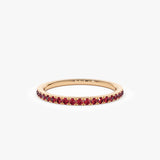 14k Gold Half Eternity Pave Ruby Ring - GeumJewels