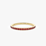 14k Gold Half Eternity Pave Ruby Ring - GeumJewels