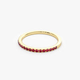 14k Gold Half Eternity Pave Ruby Ring - GeumJewels