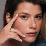 14k Gold Marquise Shape Emerald  Ring with Baguette Accents - GeumJewels