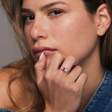 14k Gold Marquise Shape Ruby  Ring with Baguette Accents - GeumJewels