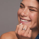 14k Gold Marquise Shape Sapphire  Ring with Baguette Accents - GeumJewels