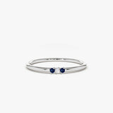 14K Gold Minimal Sapphire and Diamond Ring - GeumJewels