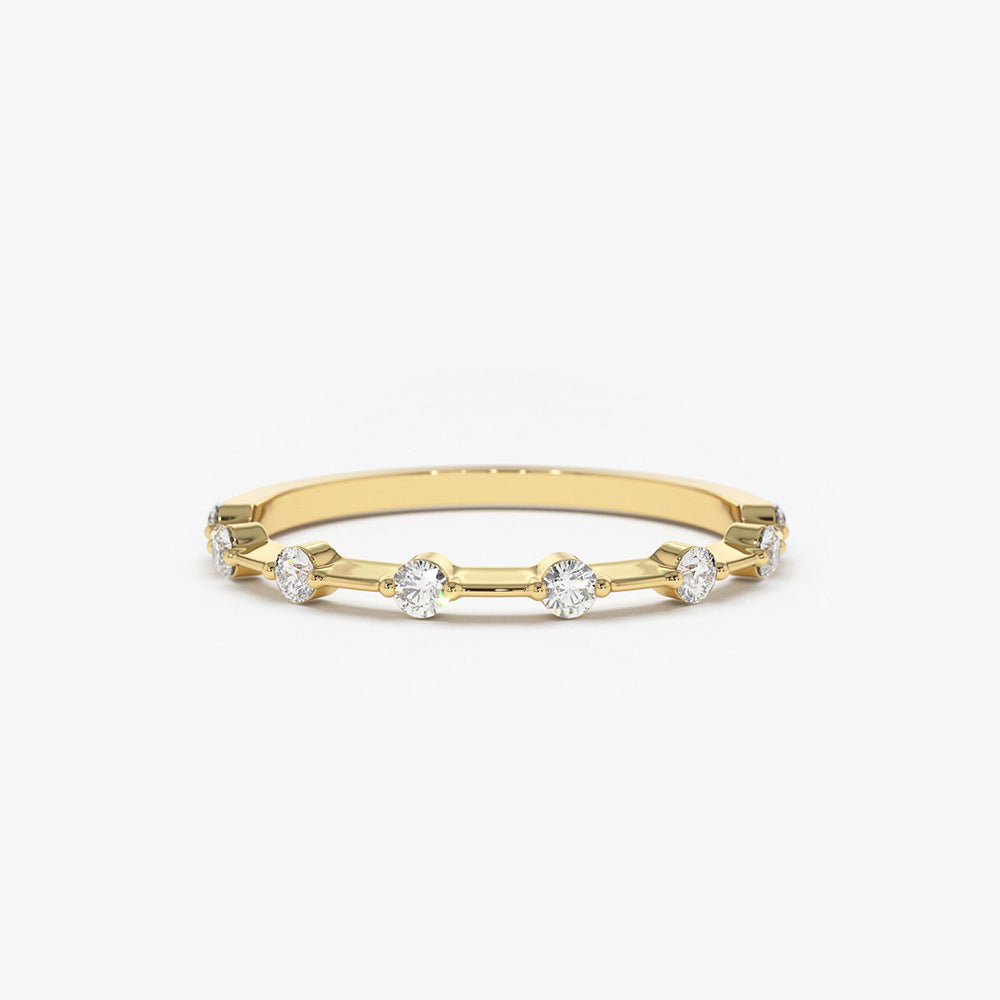 14K Gold Petite Diamond Wedding Ring - GeumJewels