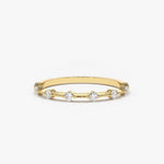 14K Gold Petite Diamond Wedding Ring - GeumJewels