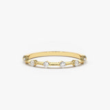 14K Gold Petite Diamond Wedding Ring - GeumJewels