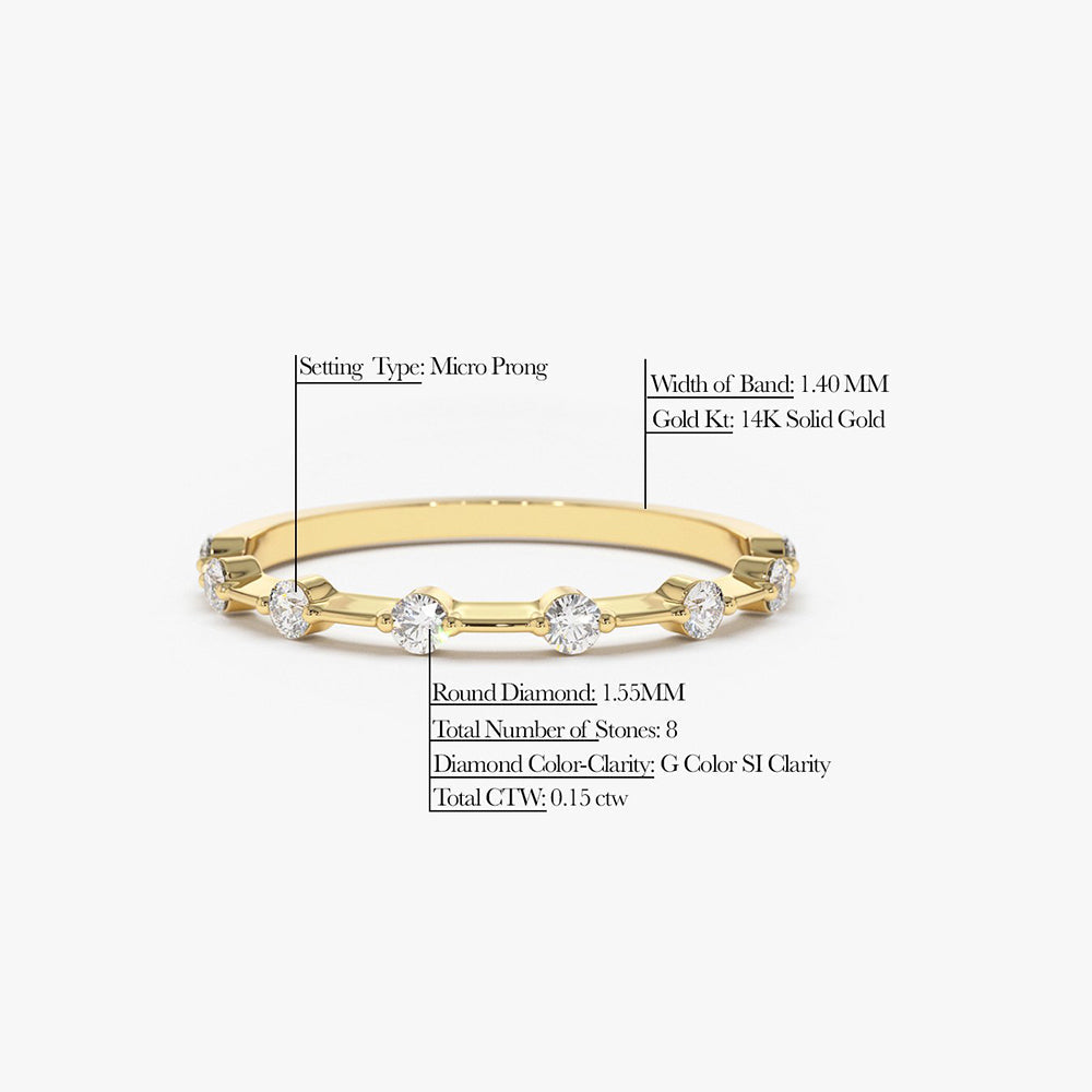 14K Gold Petite Diamond Wedding Ring - GeumJewels