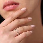 14K Gold Petite Diamond Wedding Ring - GeumJewels