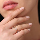 14K Gold Petite Diamond Wedding Ring - GeumJewels