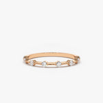 14K Gold Petite Diamond Wedding Ring - GeumJewels