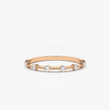 14K Gold Petite Diamond Wedding Ring - GeumJewels