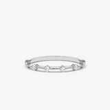 14K Gold Petite Diamond Wedding Ring - GeumJewels