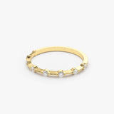 14K Gold Petite Diamond Wedding Ring - GeumJewels