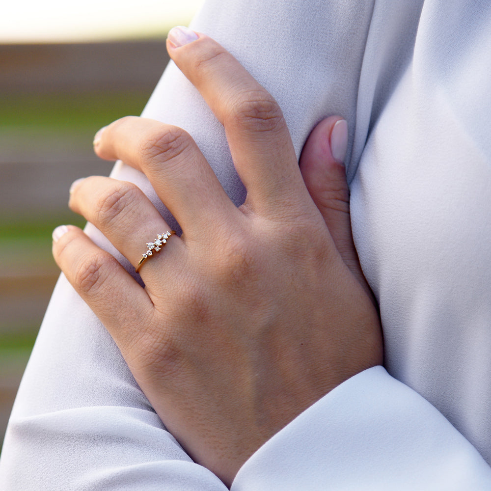 14k Gold Ruby and Diamond Cluster Ring - GeumJewels