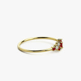 14k Gold Ruby and Diamond Cluster Ring - GeumJewels